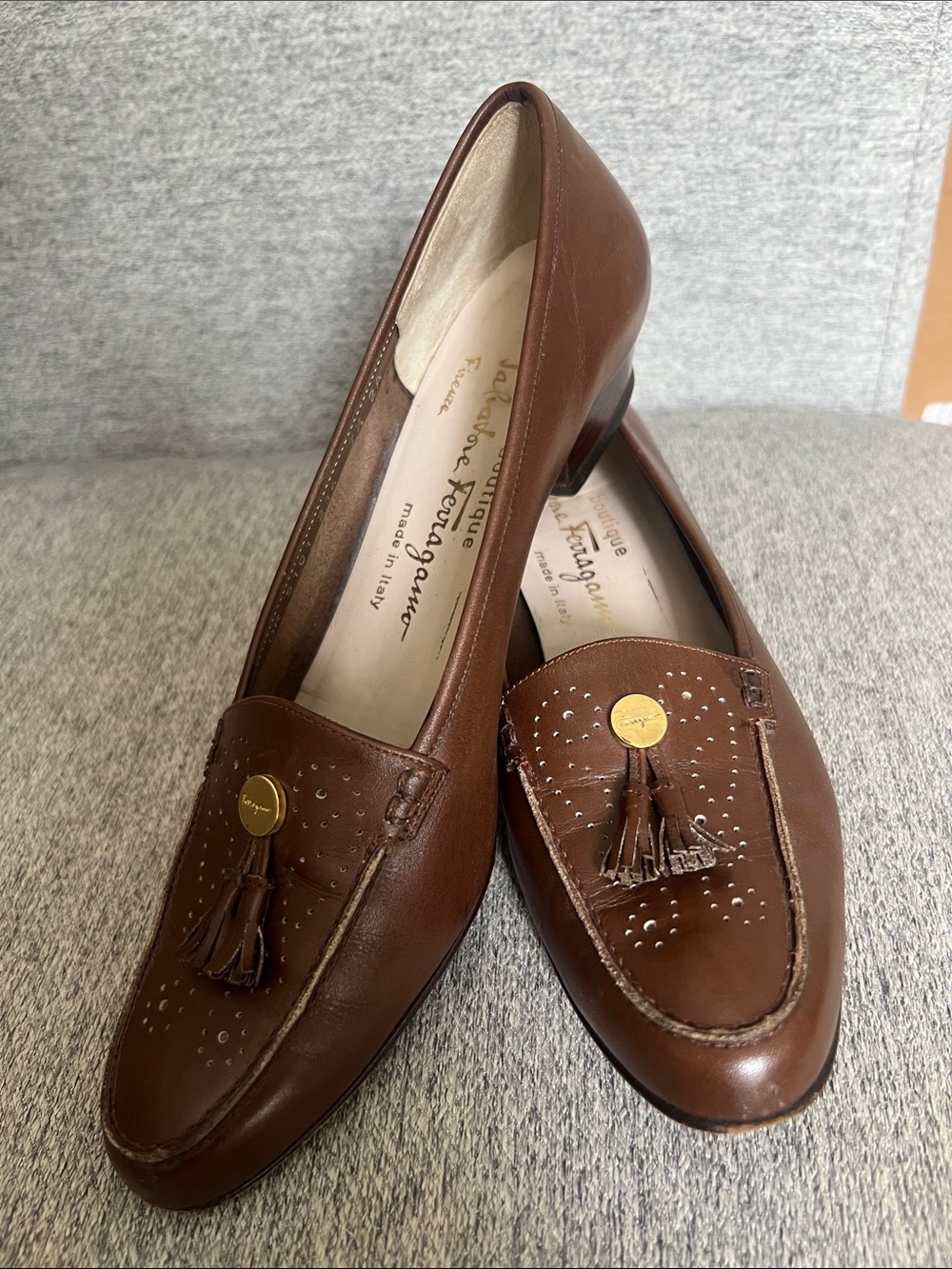 Salvatore Ferragamo Brown Leather Tassel Loafers READ Run small and narrow